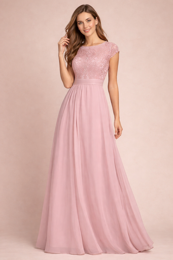 D003-B SUBLIME VESTIDO LARGO CASUAL PALO ROSA ENCAJE