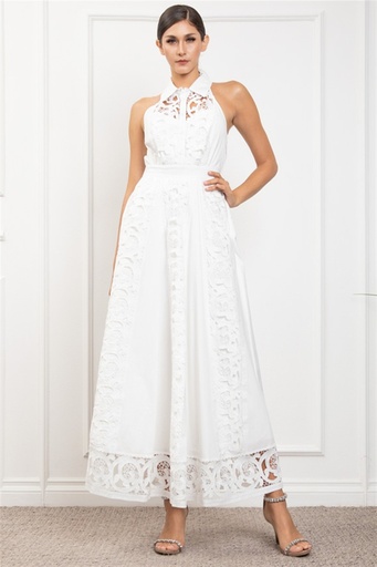 RVD6291 ROSEVELVET VESTIDO LARGO ENCAJE CROCHET BLANCO