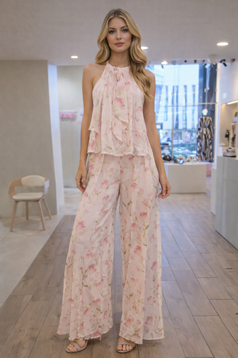 WH7282 MISS AVENUE CONJUNTO FLORAL LAZO ROSA