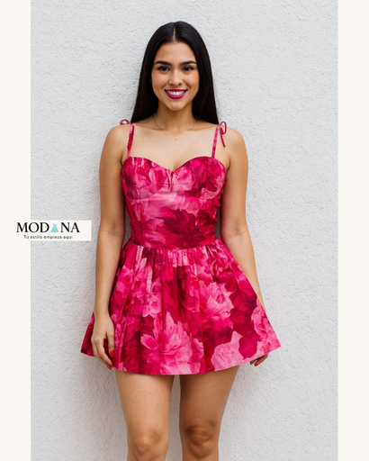 CD3861 VESTIDO MARCA LOVESTORY COLOR FUSIA FLOREADO