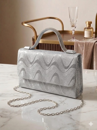 HBG105340S CARTERA GALA ONDAS PLATEADO