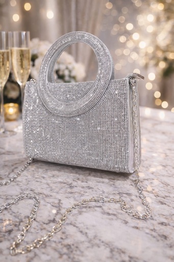 HBG105255 CARTERA GALA PLATA ESCARCHADO