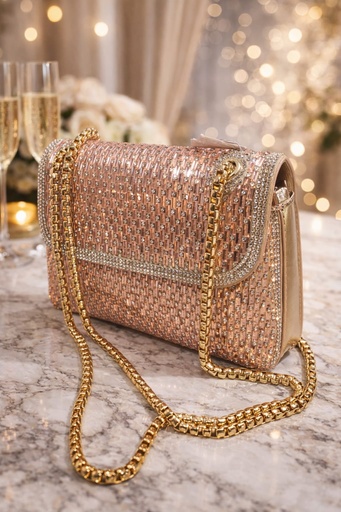 HBG104805 CARTERA GALA DORADO CRISTALES