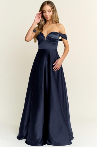 MF23005 MANIJU VESTIDO LARGO AZUL MARINO