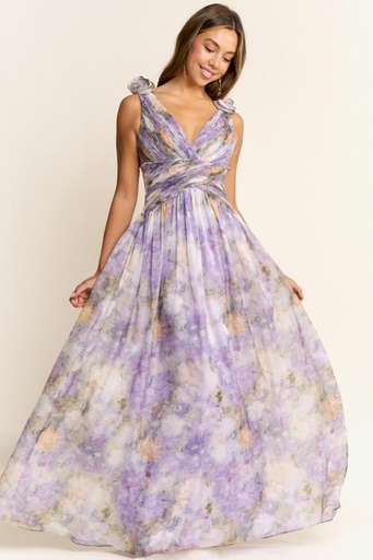 MF25105 MANIJU VESTIDO LARGO LAVANDA MULTI