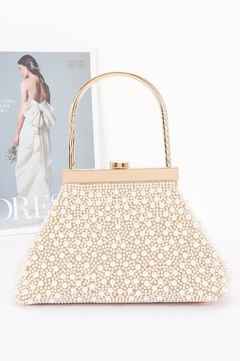 HPC6611 CARTERA APERLADA CREMA/DORADO