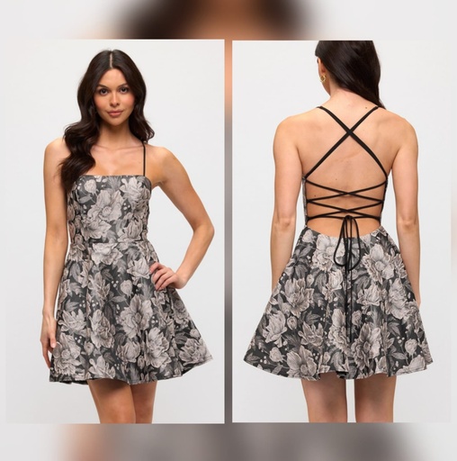 QD57761 LOVESTORY VESTIDO CORTO NEGRO/TAUPE