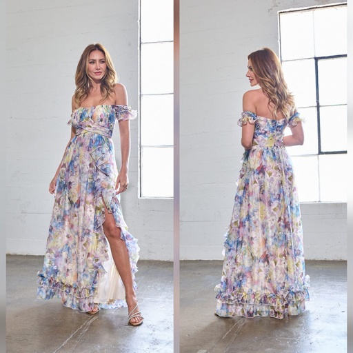 3676 MINUET VESTIDO LARGO AZUL MULTI