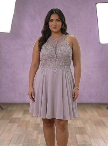 N053 NESLAY VESTIDO ENCAJE MOCCA