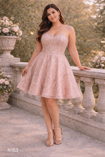N153 NESLAY VESTIDO CORTO ROSA DORADO