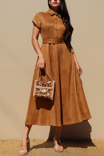 DD7700 DRESS DAY VESTIDO CINCHO MOCCA