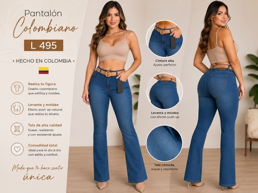 L495 L-GANCIA PANTALON CAMPANA AZUL REAL